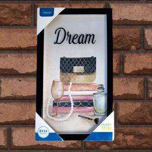 Designer Glam Silkscreen Inspirational Glass Framed Wall Art NWT *Flawed